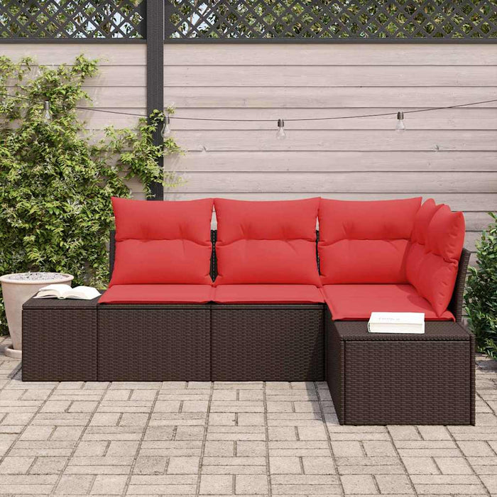 Set de canapele pentru grădină cu pernă 4 pcs Maro poliratan - WALTI WALTI
