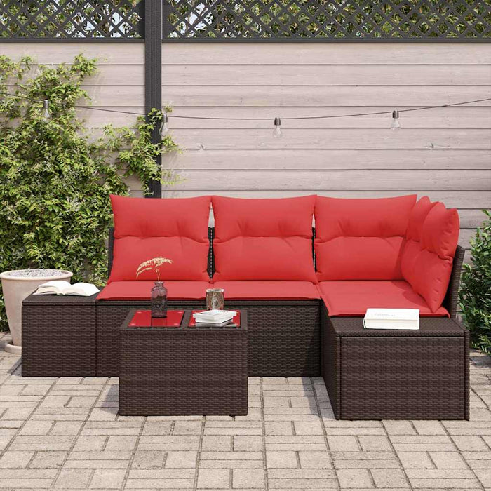 Set de canapele pentru grădină cu pernă 5 pcs Maro poliratan - WALTI WALTI