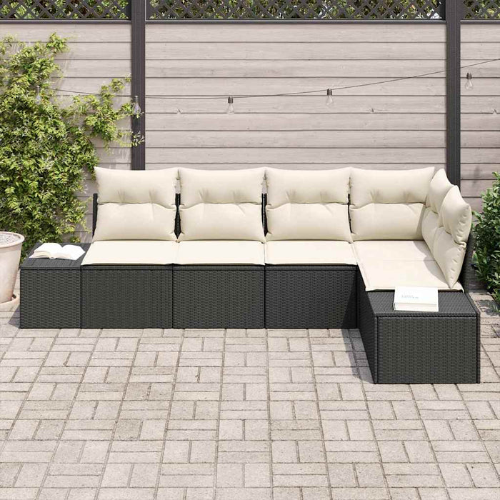 Set de canapea de grădină cu perne Negru Rattan Poliester - WALTI WALTI