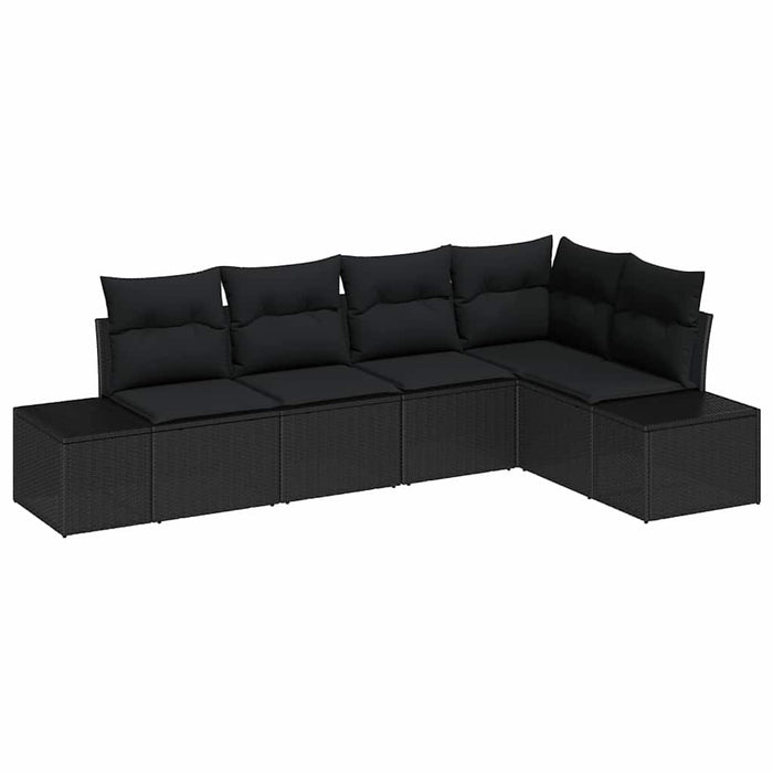 Set 5 Canapele Grădină cu Pernă Ratan Poli Negru - WALTI WALTI