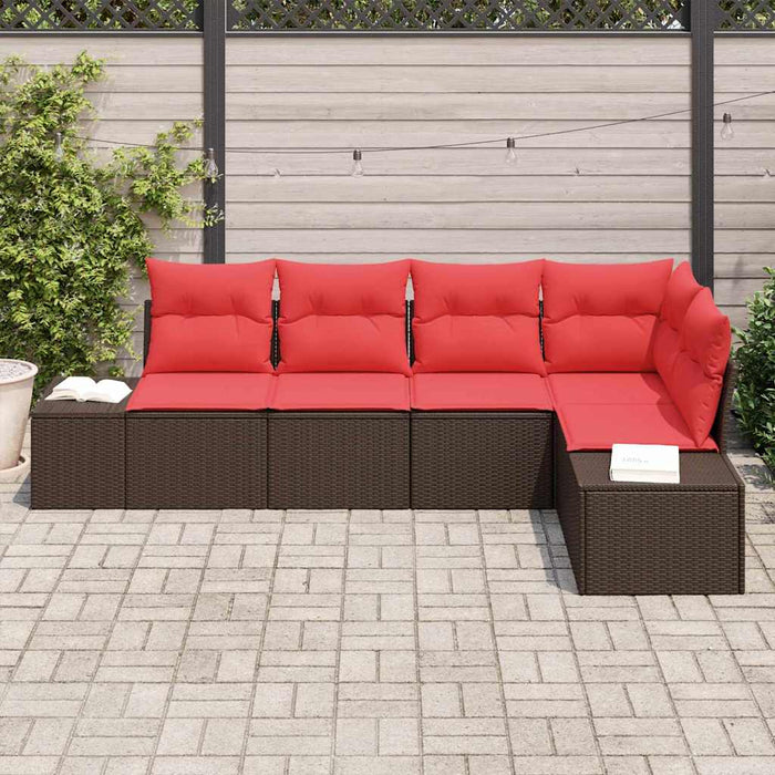Set de canapele pentru grădină cu pernă 5 pcs Maro poliratan - WALTI WALTI