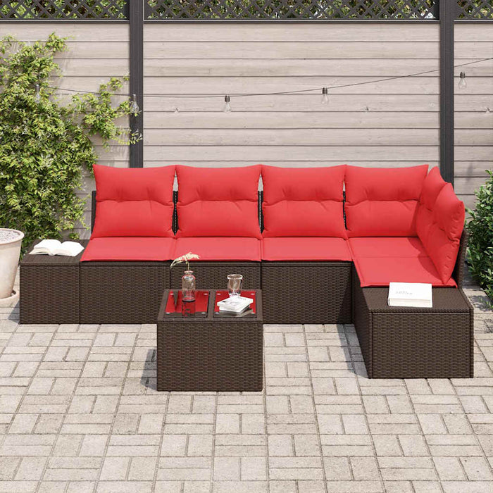 Set de canapele pentru grădină cu pernă 6 pcs Maro poliratan - WALTI WALTI