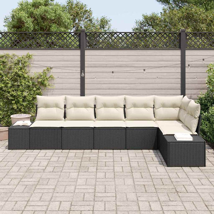 Set de canapele pentru grădină 6 pcs negru și crem Rattan poli - WALTI WALTI