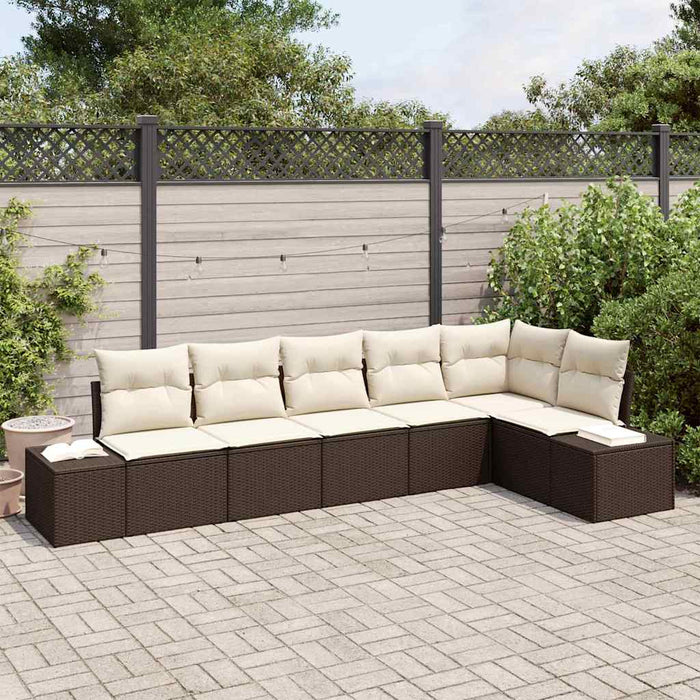 Set de canapele pentru grădină 6 pcs maro și crem Rattan poli - WALTI WALTI