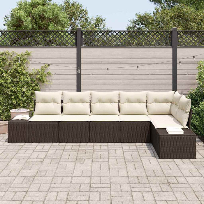 Set de canapele pentru grădină 6 pcs maro și crem Rattan poli - WALTI WALTI