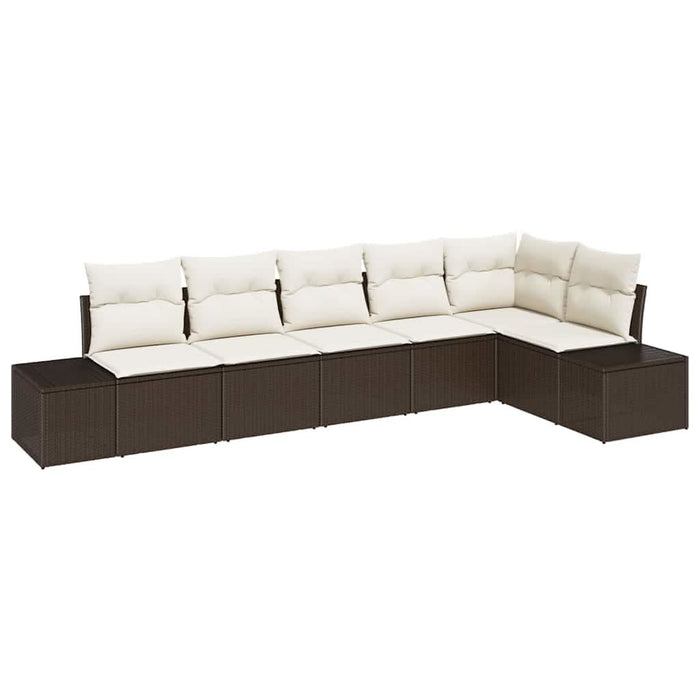 Set de canapele pentru grădină 6 pcs maro și crem Rattan poli - WALTI WALTI