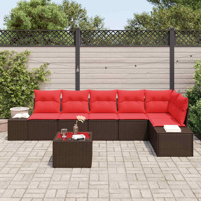 Set de canapele pentru grădină cu pernă 7 pcs Maro poliratan - WALTI WALTI