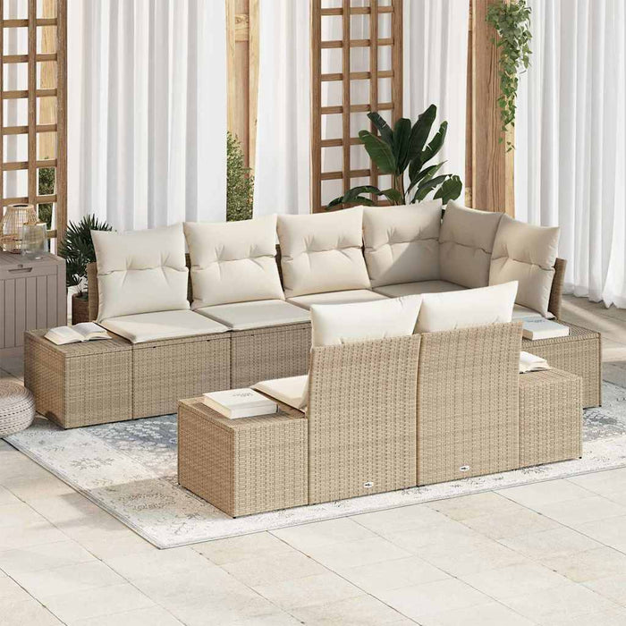 Set de canapele pentru grădină 7 pcs Bej și crem poliratan - WALTI WALTI