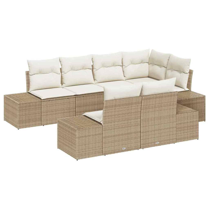Set de canapele pentru grădină 7 pcs Bej și crem poliratan - WALTI WALTI