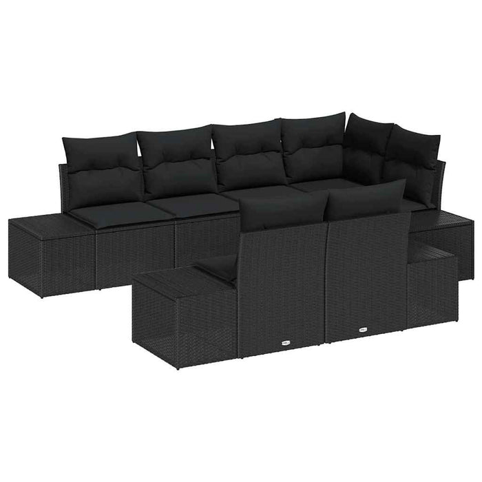 Set de canapele pentru grădină cu pernă 7 pcs Negru poliratan - WALTI WALTI