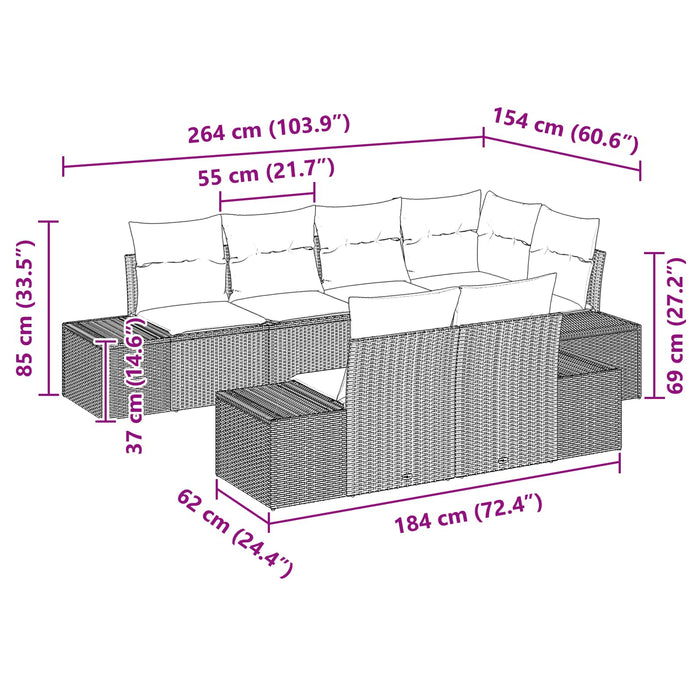 Set de canapele pentru grădină cu pernă 7 pcs Maro poliratan - WALTI WALTI