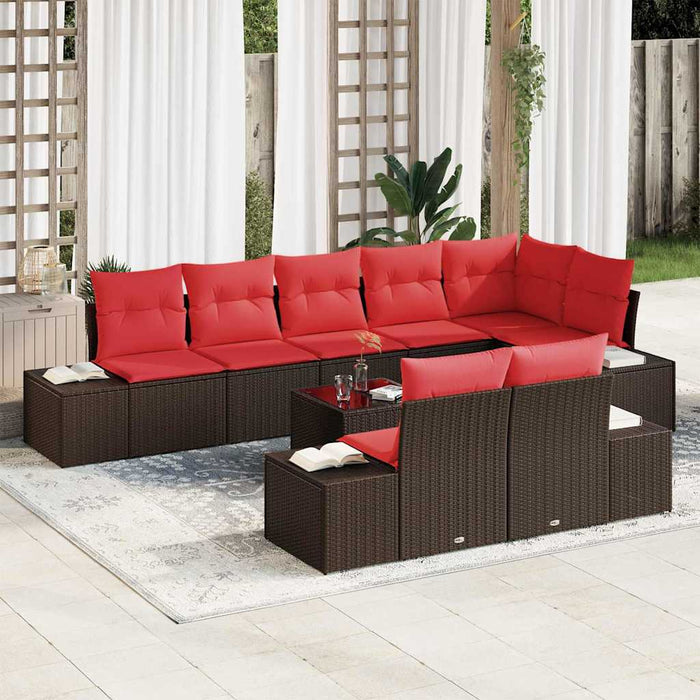 Set de canapele pentru grădină cu pernă 9 pcs Maro poliratan - WALTI WALTI