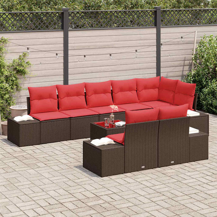 Set de canapele pentru grădină cu pernă 9 pcs Maro poliratan - WALTI WALTI