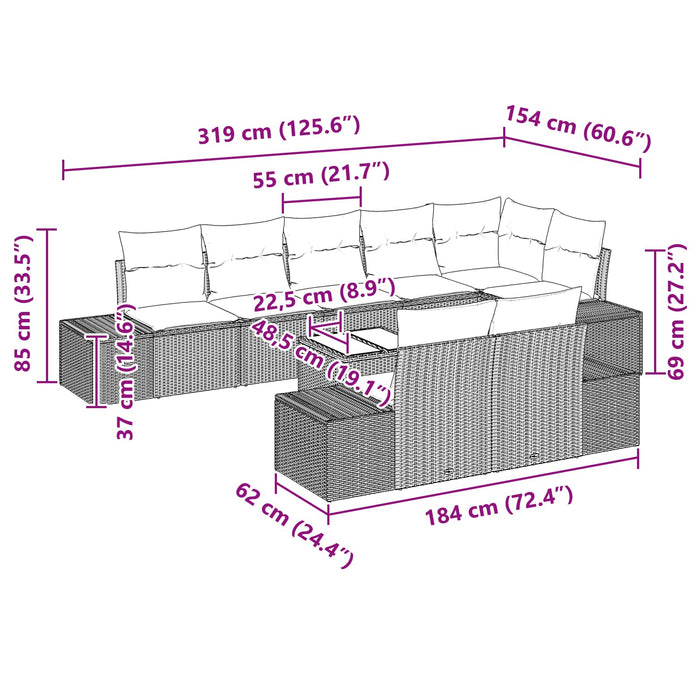 Set de canapele pentru grădină cu pernă 9 pcs Maro poliratan - WALTI WALTI