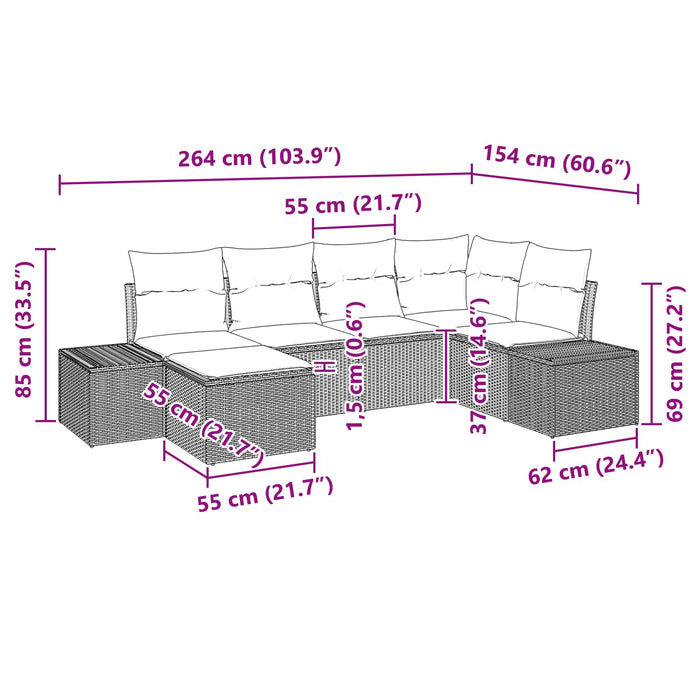 Set de canapele pentru grădină cu pernă 6 pcs Maro poliratan - WALTI WALTI
