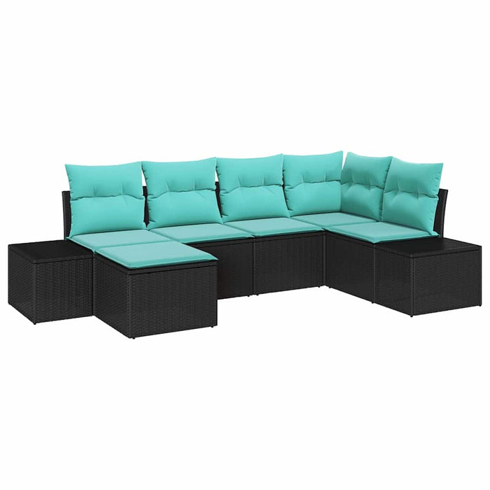 Set de canapele pentru grădină cu pernă 6 pcs Negru poliratan WALTI