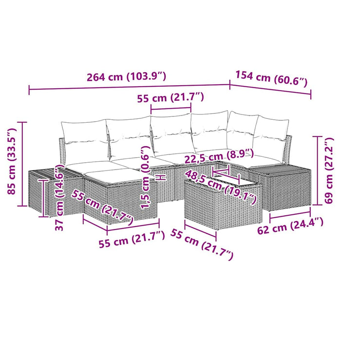 Set de canapele pentru grădină 7 pcs Bej și crem poliratan - WALTI WALTI