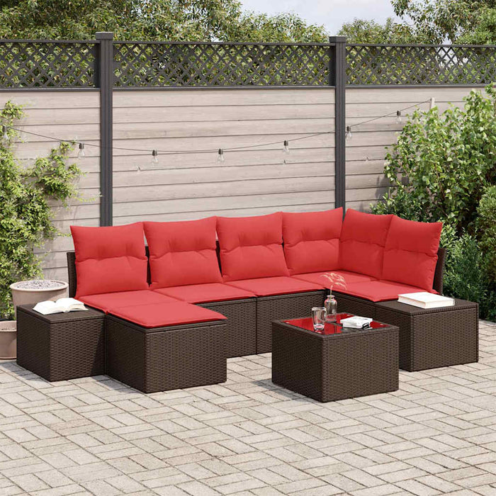 Set de canapele pentru grădină cu pernă 7 pcs Maro poliratan - WALTI WALTI
