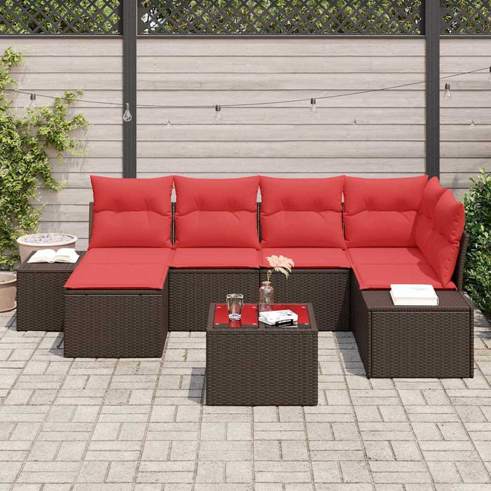 Set de canapele pentru grădină cu pernă 7 pcs Maro poliratan - WALTI WALTI