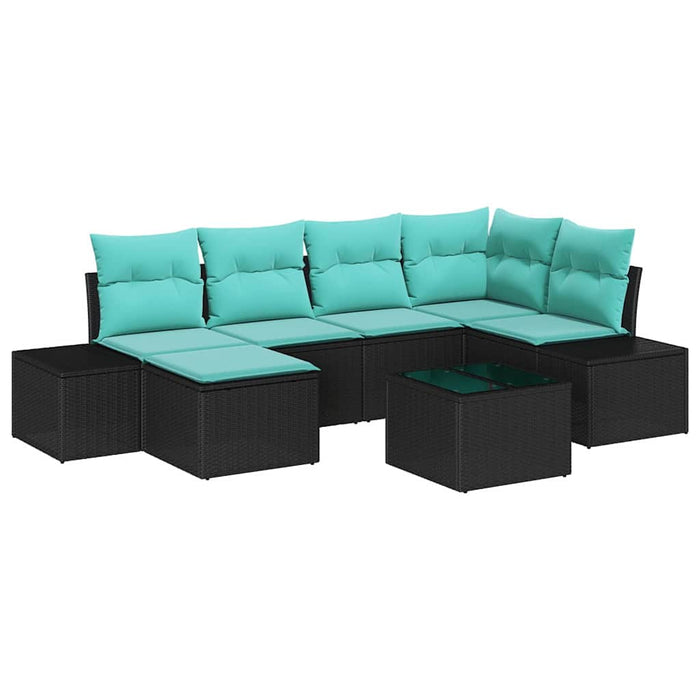 Set de canapele pentru grădină cu pernă 7 pcs Negru poliratan WALTI