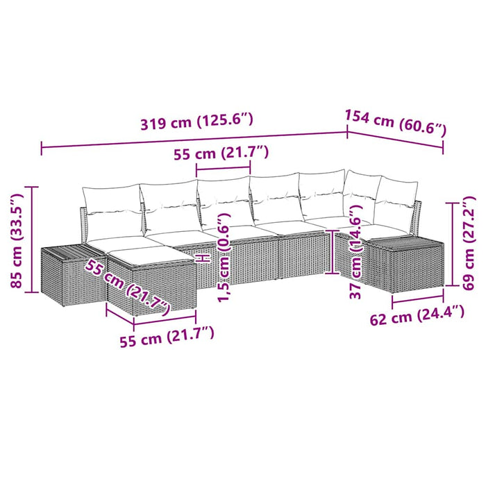 Set de 7 piese pentru grădină cu perne Negru Poliratan - WALTI WALTI