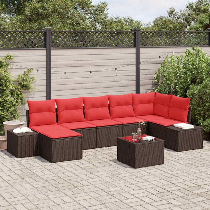 Set de canapele pentru grădină cu pernă 8 pcs Maro poliratan - WALTI WALTI