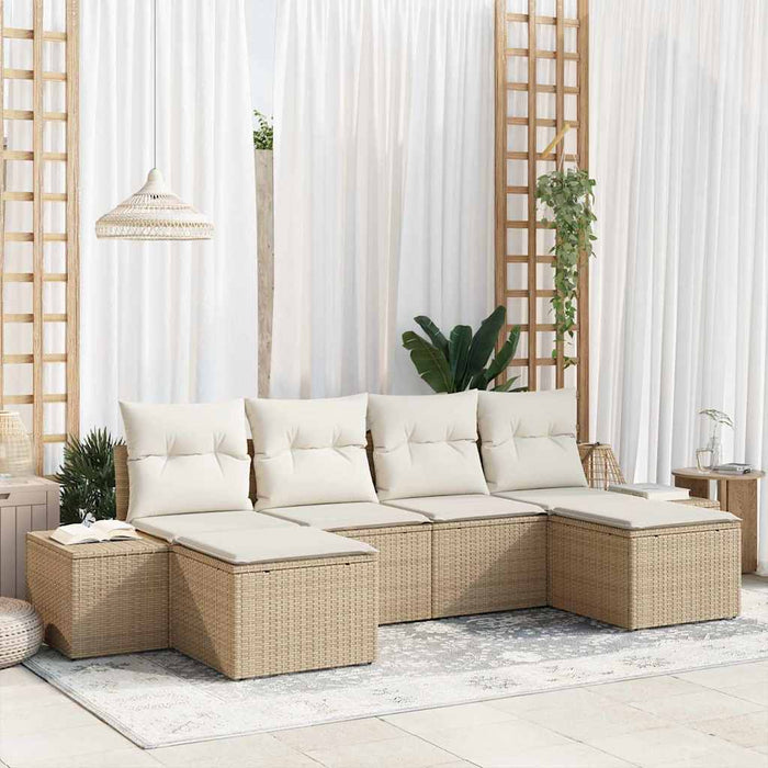 Set de canapele pentru grădină cu pernă 6 pcs Bej poliratan WALTI