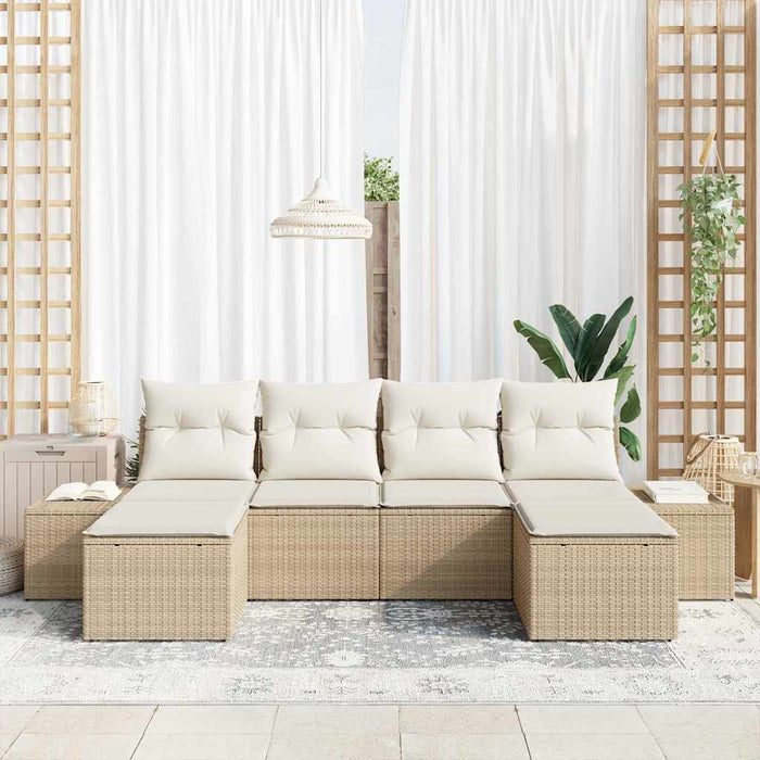 Set de canapele pentru grădină cu pernă 6 pcs Bej poliratan WALTI