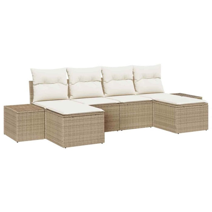 Set de canapele pentru grădină cu pernă 6 pcs Bej poliratan WALTI