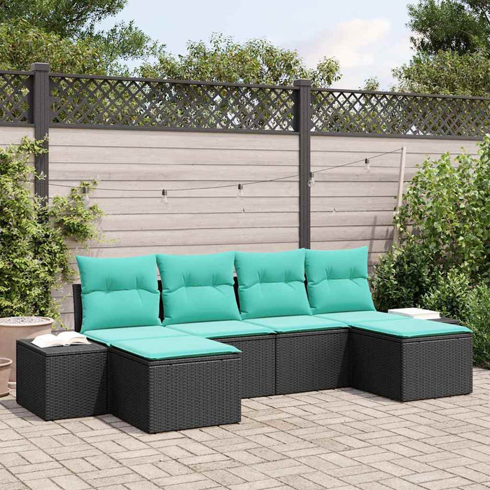 Set de canapele pentru grădină cu pernă 6 pcs Negru Rattan poli WALTI