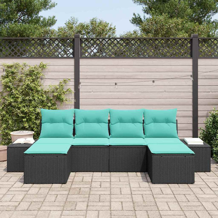 Set de canapele pentru grădină cu pernă 6 pcs Negru Rattan poli WALTI
