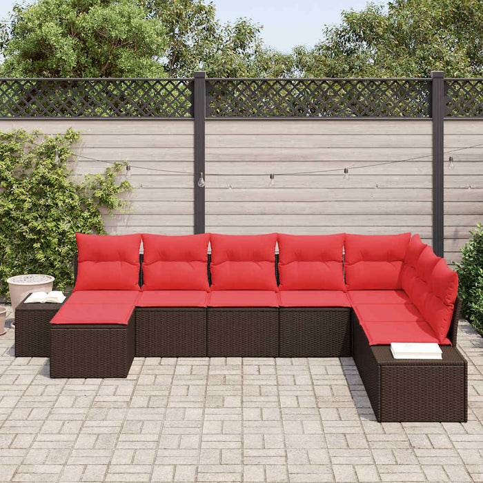 Set de canapele pentru grădină cu pernă 8 pcs Maro poliratan - WALTI WALTI