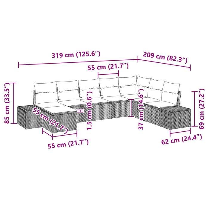 Set de canapele pentru grădină cu pernă 8 pcs Maro poliratan - WALTI WALTI