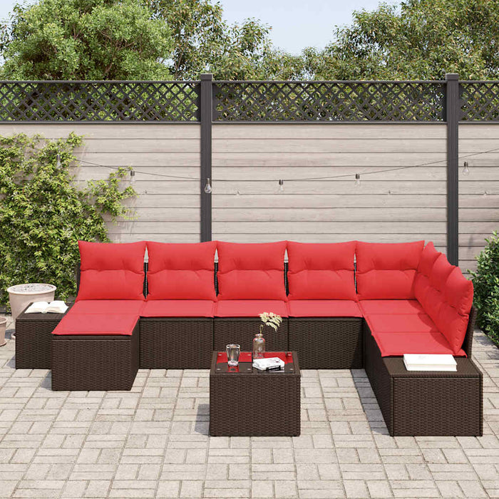 Set de canapele pentru grădină cu pernă 9 pcs Maro poliratan - WALTI WALTI