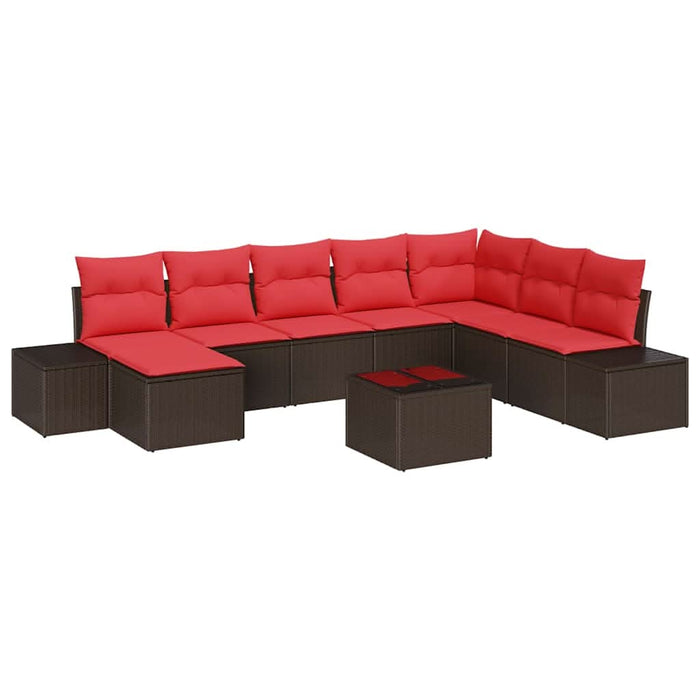 Set de canapele pentru grădină cu pernă 9 pcs Maro poliratan - WALTI WALTI