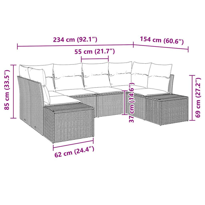Set de canapea de grădină 6 piese cu perne gri din ratan poli - WALTI WALTI