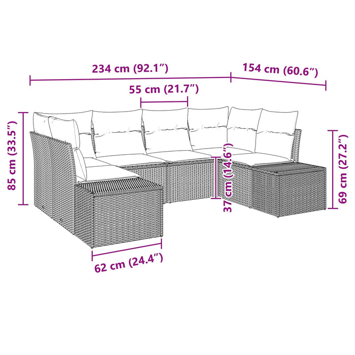 Set de canapele pentru grădină cu pernă 6 pcs Maro poliratan - WALTI WALTI