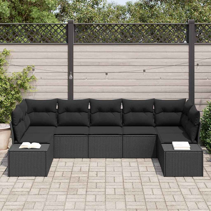 Set de canapele pentru grădină cu pernă 7 pcs Negru poliratan - WALTI WALTI