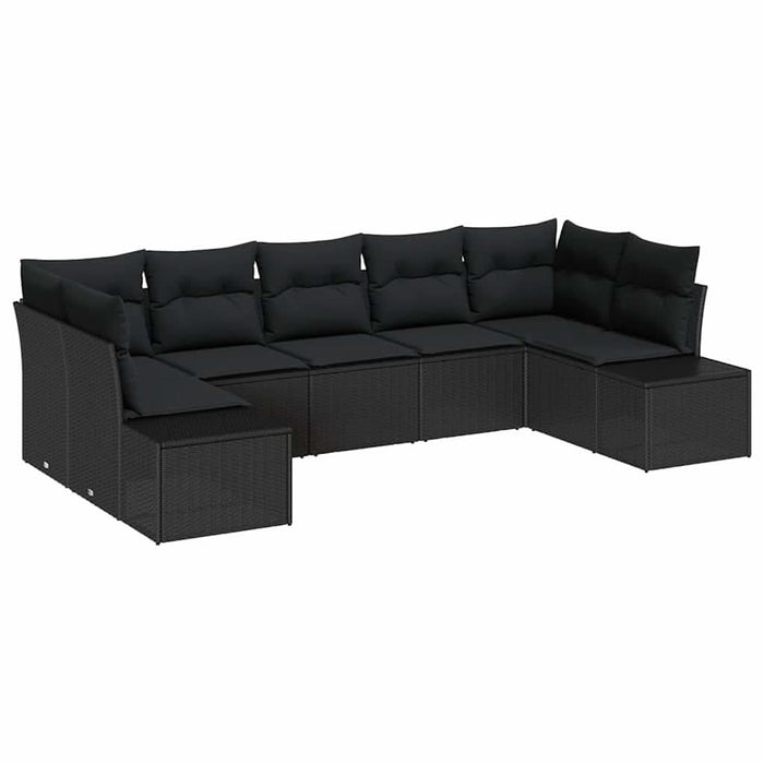 Set de canapele pentru grădină cu pernă 7 pcs Negru poliratan - WALTI WALTI