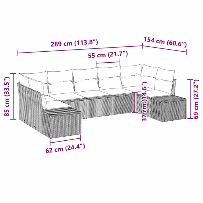 Set de canapele pentru grădină cu pernă 7 pcs Negru poliratan - WALTI WALTI