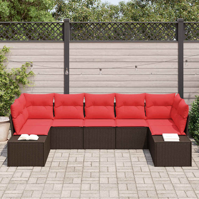 Set de canapele pentru grădină cu pernă 7 pcs Maro poliratan - WALTI WALTI
