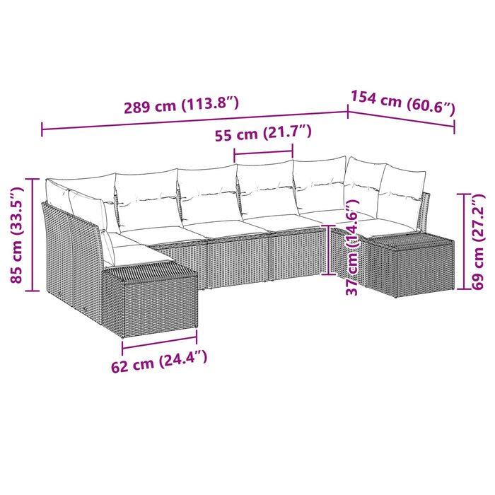 Set de canapele pentru grădină cu pernă 7 pcs Maro poliratan - WALTI WALTI