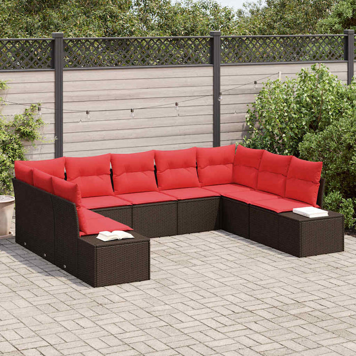 Set de canapele pentru grădină cu pernă 9 pcs Maro poliratan - WALTI WALTI