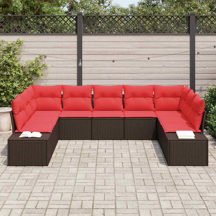 Set de canapele pentru grădină cu pernă 9 pcs Maro poliratan - WALTI WALTI