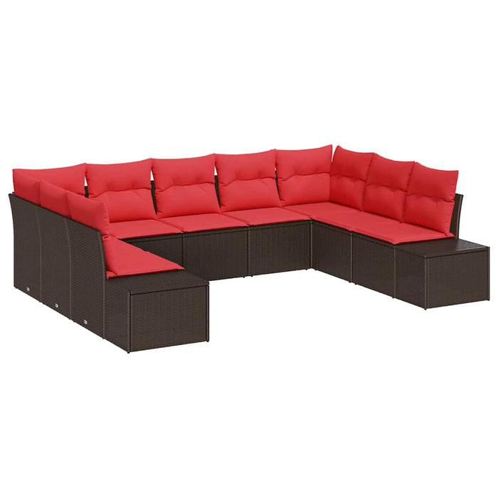 Set de canapele pentru grădină cu pernă 9 pcs Maro poliratan - WALTI WALTI