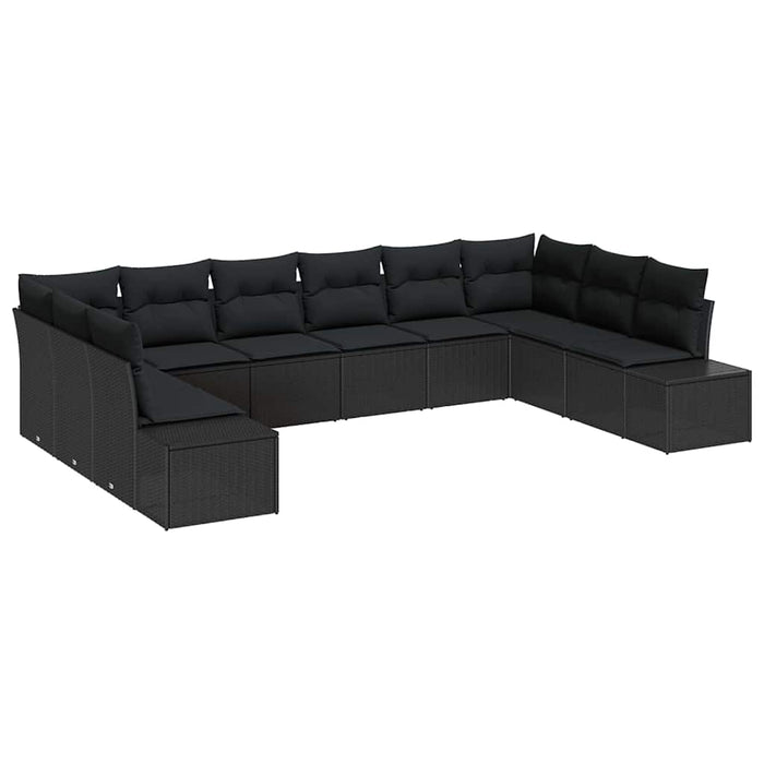 Set canapele grădină cu 10 piese și perne în ratan negru - WALTI WALTI