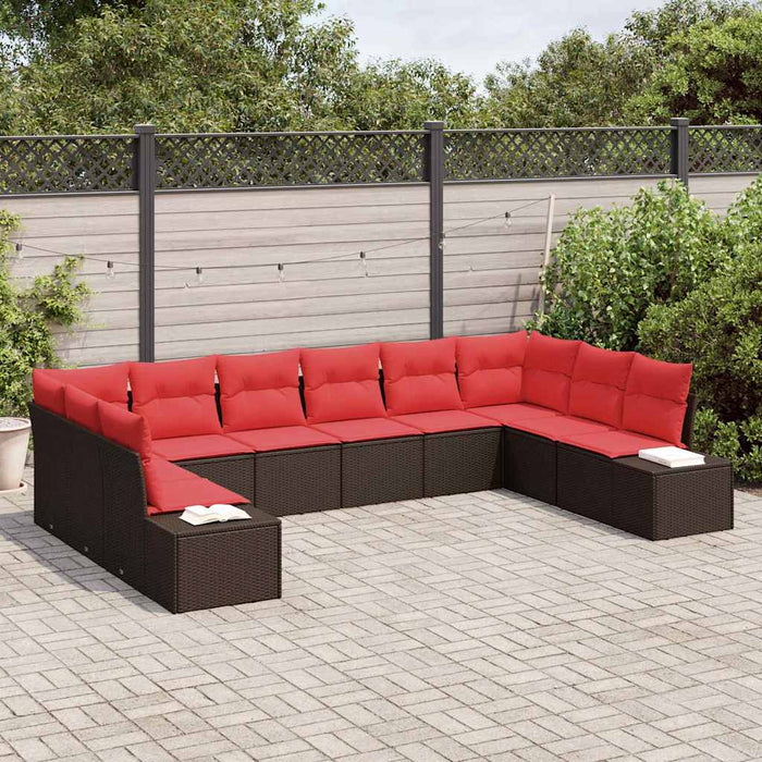 Set de canapele pentru grădină cu pernă 10 pcs Maro poliratan - WALTI WALTI