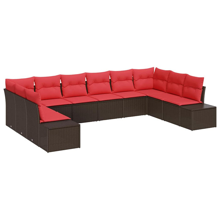 Set de canapele pentru grădină cu pernă 10 pcs Maro poliratan - WALTI WALTI