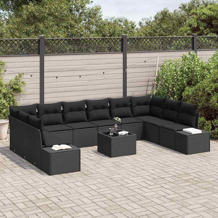 Set canaple pentru grădină de 11 piese cu perne bej din ratan poli - WALTI WALTI