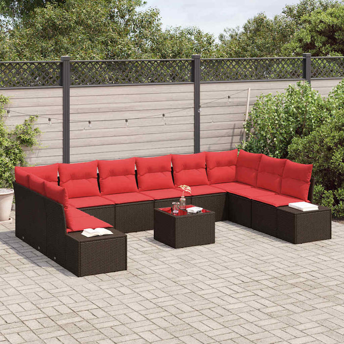 Set de canapele pentru grădină cu pernă 11 pcs Maro poliratan - WALTI WALTI